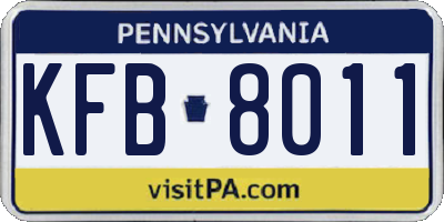 PA license plate KFB8011