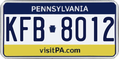 PA license plate KFB8012