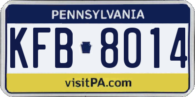 PA license plate KFB8014