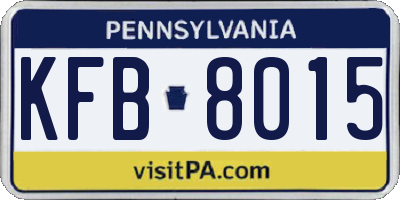 PA license plate KFB8015