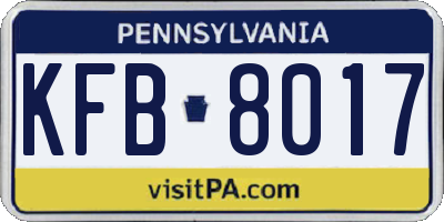 PA license plate KFB8017