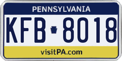 PA license plate KFB8018
