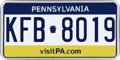 PA license plate KFB8019