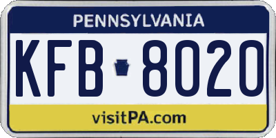 PA license plate KFB8020