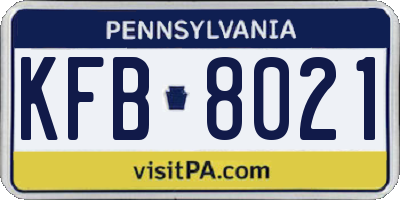 PA license plate KFB8021