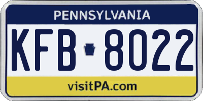 PA license plate KFB8022