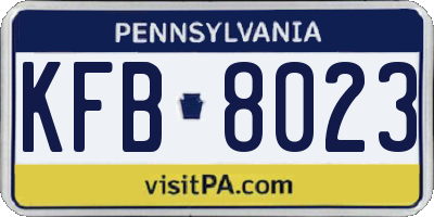 PA license plate KFB8023