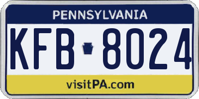 PA license plate KFB8024
