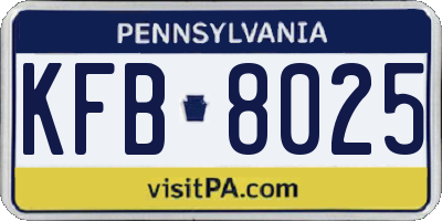 PA license plate KFB8025