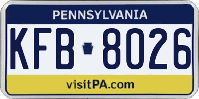 PA license plate KFB8026