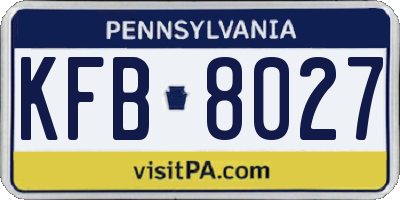 PA license plate KFB8027