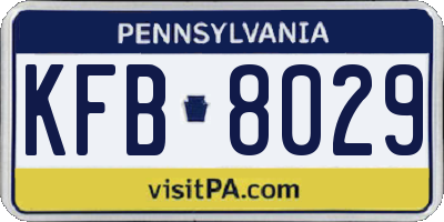 PA license plate KFB8029