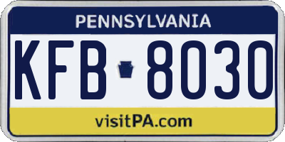 PA license plate KFB8030
