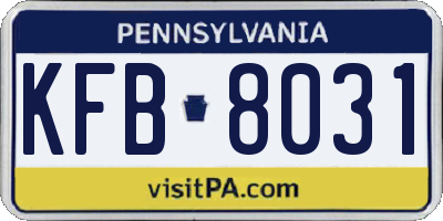 PA license plate KFB8031