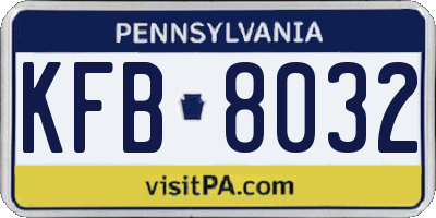 PA license plate KFB8032