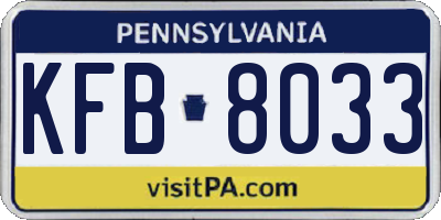 PA license plate KFB8033