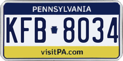 PA license plate KFB8034