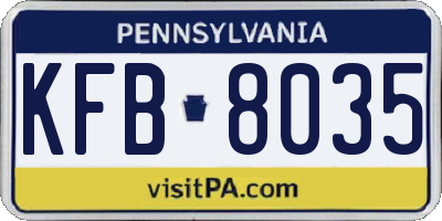 PA license plate KFB8035