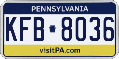 PA license plate KFB8036