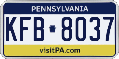 PA license plate KFB8037