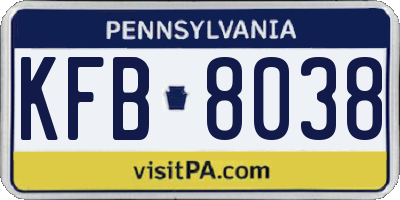 PA license plate KFB8038
