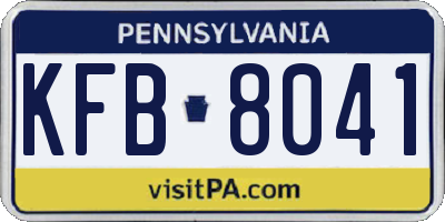 PA license plate KFB8041