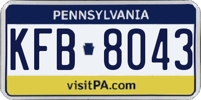 PA license plate KFB8043