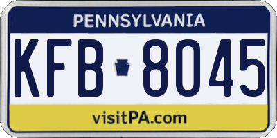 PA license plate KFB8045