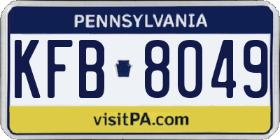 PA license plate KFB8049