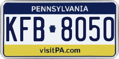 PA license plate KFB8050