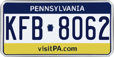 PA license plate KFB8062