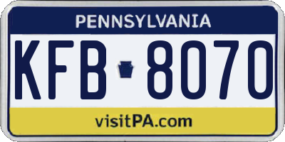 PA license plate KFB8070