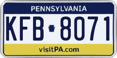 PA license plate KFB8071
