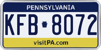 PA license plate KFB8072