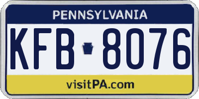 PA license plate KFB8076
