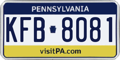 PA license plate KFB8081