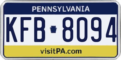 PA license plate KFB8094