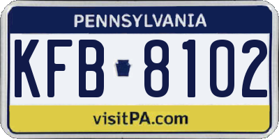 PA license plate KFB8102