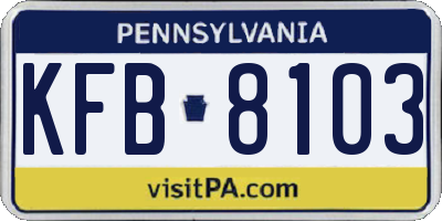 PA license plate KFB8103