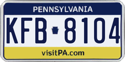 PA license plate KFB8104
