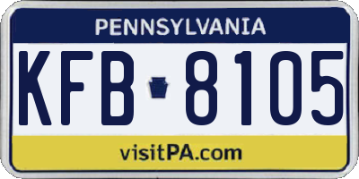 PA license plate KFB8105