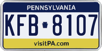 PA license plate KFB8107