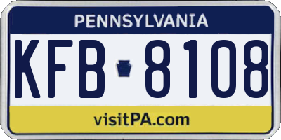 PA license plate KFB8108