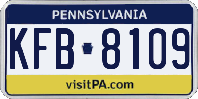 PA license plate KFB8109