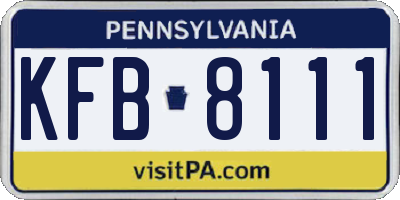 PA license plate KFB8111