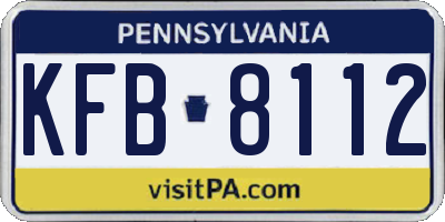 PA license plate KFB8112