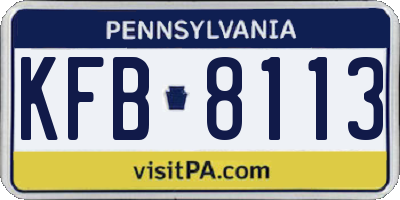 PA license plate KFB8113