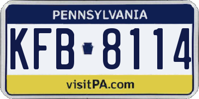 PA license plate KFB8114