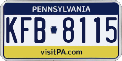 PA license plate KFB8115