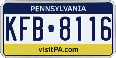 PA license plate KFB8116